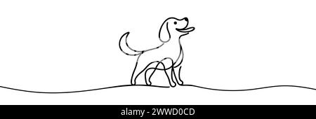Dachshund dog running design silhouette. Continuous one line drawing. Hand drawn minimalism style vector illustration Stock Vector