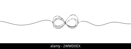 the infinity sign is drawn in one line style. Vector illustration. Stock Vector