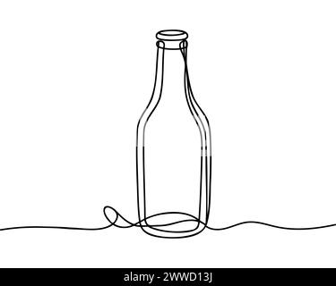 Bottles isolated on white background. Continuous line drawing. Vector. Stock Vector