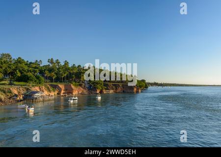 Pipa Beach Brazil. Boats in the late afternoon at Lagoa das Guarairas, Tibau do Sul, near Natal and Pipa beaches, Rio Grande do Norte, Brazil, on Marc Stock Photo