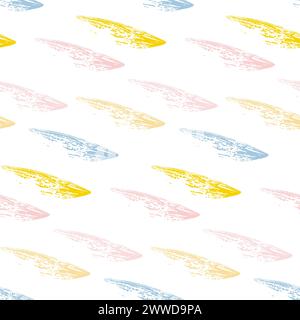 Abstract vector creative seamless pattern with brush strokes, dry crayon stripes. Colorful background for printing in Modern trendy design Stock Vector