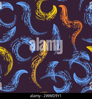 Squiggle line doodle seamless pattern wth dry brush scribbles. Creative minimalist style art background for children or trendy design with basic shape Stock Vector