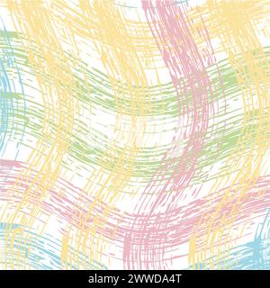 Vector hand drawn cute checkered pattern. Doodle Plaid wavy wide brush texture. Crossing squiggle lines. Abstract cute delicate pattern ideal for fabr Stock Vector