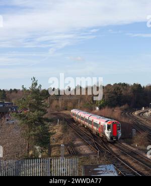 Chester, Cheshire, UK.  Transport For Wales CAF Civity class 197 diesel train passing Stock Photo