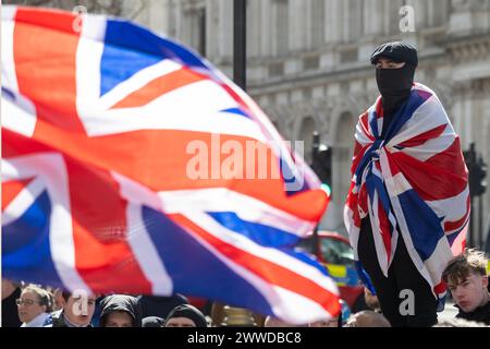 23 March 2024. London, United Kingdom.  Protesters attend the Rally For British Culture organised at The Cenotaph in Whitehall. The rally was organised by conservative political organisation Turning Point UK and is calling to protect British culture from extremists. Photo credit: Ray Tang Stock Photo
