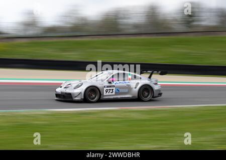 Mugello circuit, Italy 23/03/2024 - 12h Mugello, 24H Series. Race part 1. Porsche 911 GT3 cup by Ebimotors in action on racetrack. Photo Credit: Fabio Pagani/Alamy Live News Stock Photo