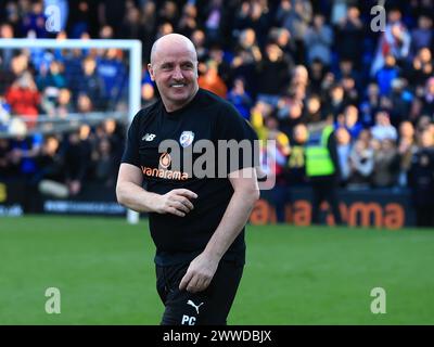 Chesterfield, UK. 23rd Mar, 2024. Chesterfield Manager Paul Cook celebrates winning the National League with fans during the Chesterfield FC v Boreham Wood FC Vanarama National League match at the SMH Group Stadium, Chesterfield, England, United Kingdom on 23 March 2024 Credit: Every Second Media/Alamy Live News Stock Photo