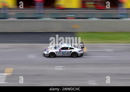 Mugello circuit, Italy 23/03/2024 - 12h Mugello, 24H Series. Race part 1. Porsche 911 GT3 cup by Ebimotors in action on racetrack. Photo Credit: Fabio Pagani/Alamy Live News Stock Photo