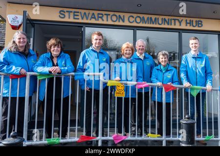 Stewarton, Scotland, UK. 23rd Mar, 2024. Stewarton Initiatives official opening of the Stewarton Community Hub with Provost Todd cutting the ribbon. Credit: R.Gass/Alamy Live News Stock Photo