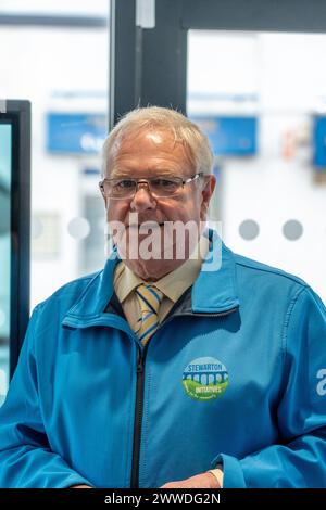 Stewarton, Scotland, UK. 23rd Mar, 2024. Stewarton Initiatives official opening of the Stewarton Community Hub with Provost Todd cutting the ribbon. Credit: R.Gass/Alamy Live News Stock Photo