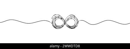 the infinity sign is drawn in one line style. Vector illustration. Stock Vector
