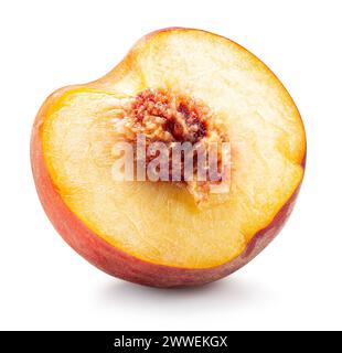peach isolated on white background. Clipping Path. Full depth of field.. Stock Photo
