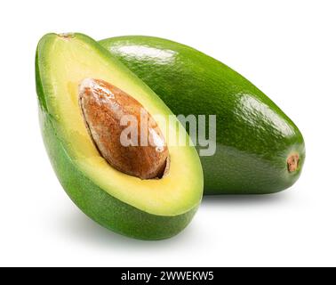 avocados isolated on the white background. Clipping path. Stock Photo