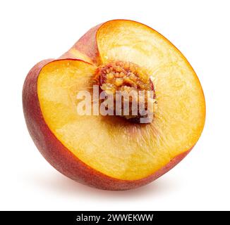 half of the peach isolated on the white background. Clipping path. Stock Photo