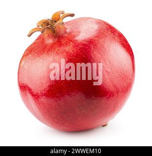 whole pomegranate isolated on the white background. Clipping path. Stock Photo