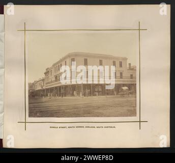 Description: Rundle Street, South Corner, Adelaide, South Australia. Location: Adelaide, South Australia, Australia Date: 1876 australia, australasia, oceania, australasiathroughalens Stock Photo