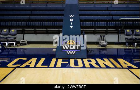 Haas Pavilion Berkeley Calif, USA. 21st Mar, 2023. CA U.S.A. Womens Basketball Invitational branding during the NCAA WBIT First Round Game 1 Women's Basketball game between the Hawaii Rainbow Wahine and the California Golden Bears at Haas Pavilion Berkeley Calif. Thurman James/CSM/Alamy Live News Stock Photo