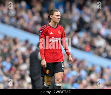 Hannah Blundell of Manchester United Women, during The FA Women's Super League match Manchester City Women vs Manchester United Women at Etihad Stadium, Manchester, United Kingdom, 23rd March 2024  (Photo by Cody Froggatt/News Images) Stock Photo