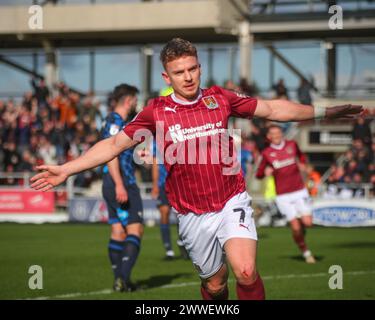 Northampton, UK, 23, March, 2024:Northampton Town's Sam Hoskins celebrates scoring the first and only goal in the EFL League One Northampton Town v Derby County Credit: Clive Stapleton/Alamy Live News Stock Photo