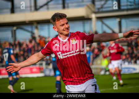 Northampton, UK, 23, March, 2024:Northampton Town's Sam Hoskins celebrates scoring the first and only goal in the EFL League One Northampton Town v Derby County Credit: Clive Stapleton/Alamy Live News Stock Photo