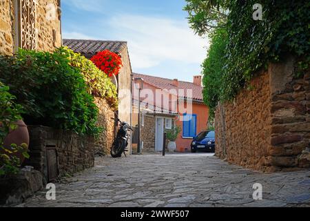 BORMES-LES-MIMOSAS, FRANCE -24 MAY 2023- Day view of Bormes-les-Mimosas, a medieval Provencal village on the French Riviera in the Var departement of Stock Photo