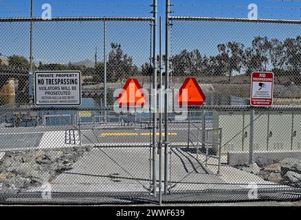 Alameda County Water District facility along the Alameda Creek, Fremont, California Stock Photo