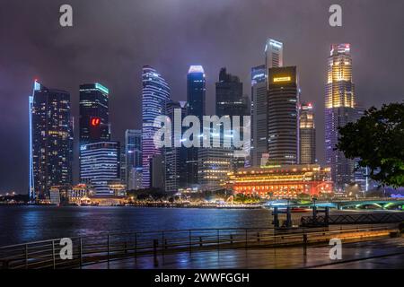 Singapore Skyline with the Fullerton Hotel Stock Photo