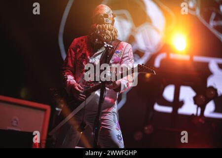 Sao Paulo, Brazil. 23rd Mar, 2024. SP - SAO PAULO - 03/23/2024 - SAO PAULO, LOLLAPALOOZA BRAZIL 2024 - Musician Wes Borland from the North American band Limp Bizkit performs on the Samsung Galaxy stage, at the Lollapalooza Brasil 2024 Festival, held at the Autodromo de Interlagos, south zone from the city of Sao Paulo, this Saturday (23). Photo: Ettore Chiereguini/AGIF (Photo by Ettore Chiereguini/AGIF/Sipa USA) Credit: Sipa USA/Alamy Live News Stock Photo