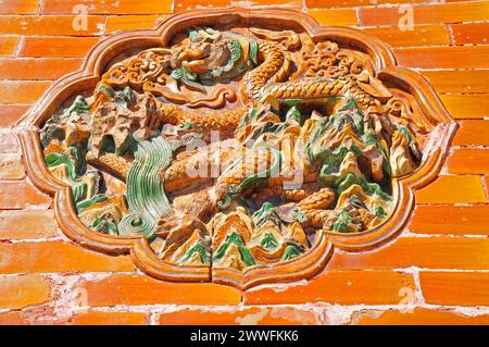 Stone carving in the eastern qing dynasty royal tombs of sipan, clear dongling Stock Photo
