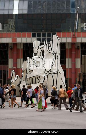 Chicago, Illinois. - Monument and Standing Beast, by Jean Dubuffet, at James R. Thompson Center.  The Thompson Center houses offices of the Illinoid s Stock Photo