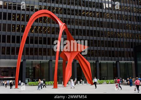 Chicago, Illinois, Federal Plaza. Flamingo, by Alexander Calder. Stock Photo