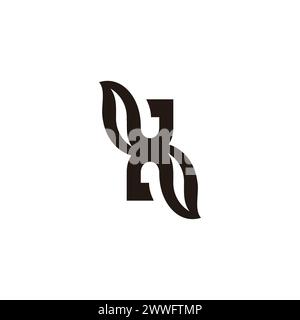 letter jn curves leaf elagant simple logo vector Stock Vector