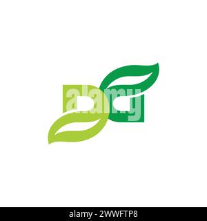 letter dg colorful green leaf simple logo vector Stock Vector