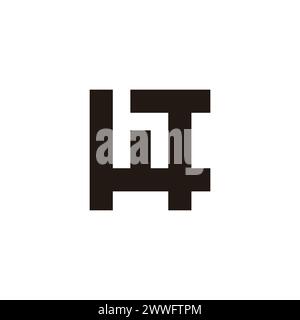 letter ht negative space square logo vector Stock Vector