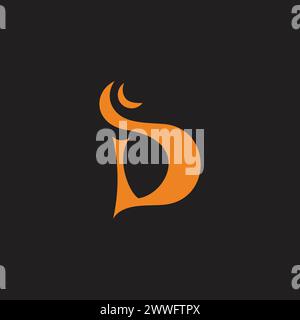letter d moon night simple curve logo vector Stock Vector