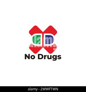 no drugs colorful simple geometric logo symbol vector Stock Vector