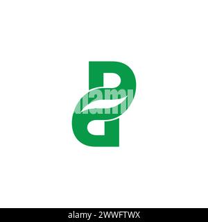 letter dp linked green leaf curves logo vector Stock Vector