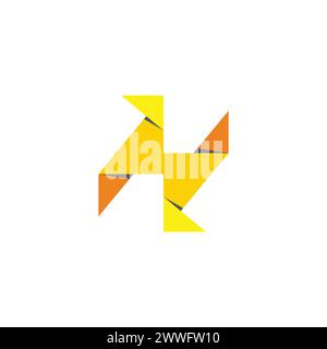 thunder bolt paper fold 3d shadow logo vector Stock Vector