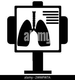 Lungs xray scan icon. Xray stand sign. Lungs hospital treatment symbol. Xray machine logo. flat style. Stock Photo