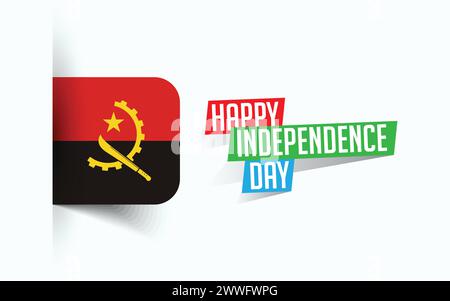 Happy Independence Day of Angola Vector illustration, national day poster, greeting template design, EPS Source File Stock Vector