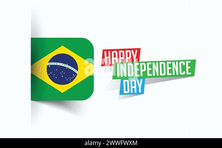 Happy Independence Day of Brazil Vector illustration, national day poster, greeting template design, EPS Source File Stock Vector