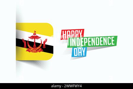 Happy Independence Day of Brunei Vector illustration, national day poster, greeting template design, EPS Source File Stock Vector