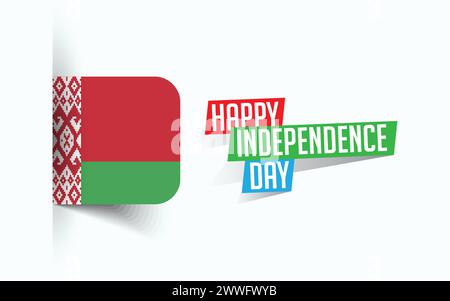 Happy Independence Day of Belarus Vector illustration, national day poster, greeting template design, EPS Source File Stock Vector