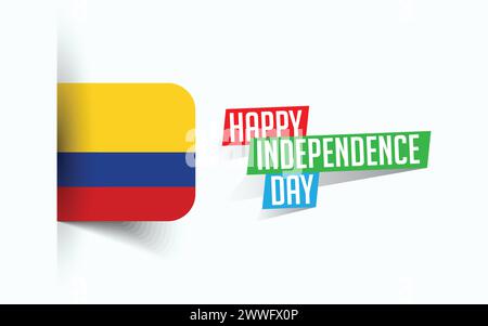 Happy Independence Day of Colombia Vector illustration, national day poster, greeting template design, EPS Source File Stock Vector