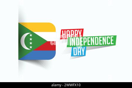 Happy Independence Day of Comoros Vector illustration, national day poster, greeting template design, EPS Source File Stock Vector