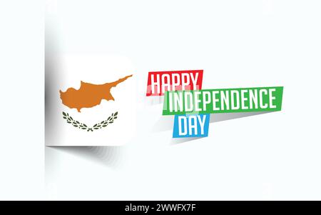 Happy Independence Day of Cyprus Vector illustration, national day poster, greeting template design, EPS Source File Stock Vector
