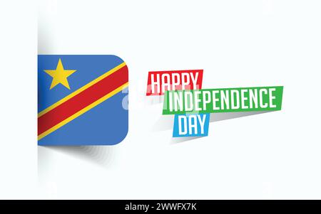 Happy Independence Day of Democratic Republic of the Congo Vector illustration, national day poster, greeting template design, EPS Source File Stock Vector