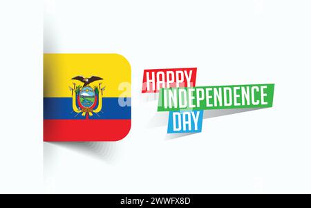 Happy Independence Day of Ecuador Vector illustration, national day poster, greeting template design, EPS Source File Stock Vector