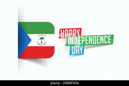 Happy Independence Day of Equatorial Guinea Vector illustration, national day poster, greeting template design, EPS Source File Stock Vector