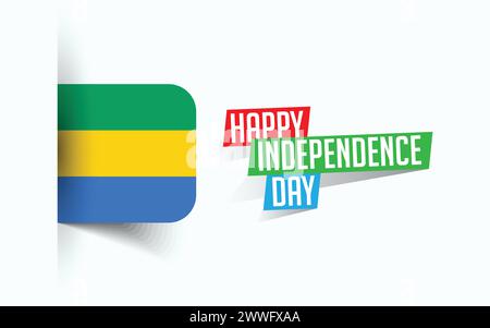Happy Independence Day of Gabon Vector illustration, national day poster, greeting template design, EPS Source File Stock Vector